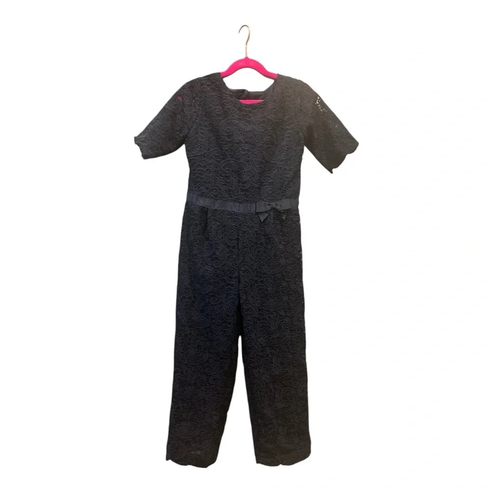 Janie and Jack Elegant Navy Blue Lace Jumpsuit Girls Size 7